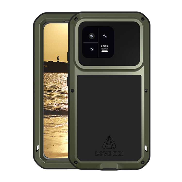 For Xiaomi 13 LOVE MEI Metal Shockproof Life Waterproof Dustproof Phone Case(Army Green) - Xiaomi Cases by LOVE MEI | Online Shopping UK | buy2fix