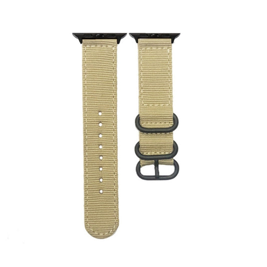 Black Buckle Canvas Watch Band For Apple Watch Ultra 49mm&Watch Ultra 2 49mm / Series 9&8&7 45mm / SE 3&SE 2&6&SE&5&4 44mm / 3&2&1 42mm(Khaki) - Watch Bands by buy2fix | Online Shopping UK | buy2fix