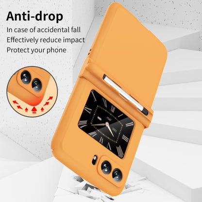 For Motorola Razr 2022 Macaron Three-piece Set Phone Case with Stylus(Orange) - Motorola Cases by buy2fix | Online Shopping UK | buy2fix