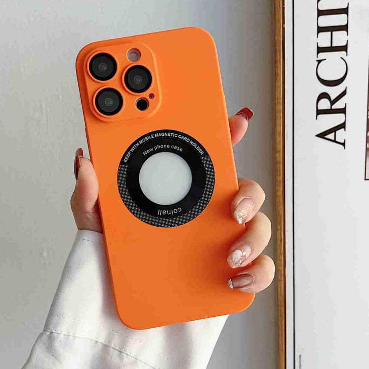 For iPhone 14 Pro Skin Feel CD Texture MagSafe Magnetic Phone Case(Orange) - iPhone 14 Pro Cases by buy2fix | Online Shopping UK | buy2fix