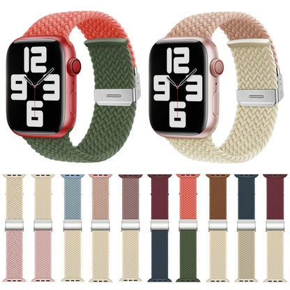 Nylon Braided Stitching Buckle Watch Band For Apple Watch Ultra 49mm&Watch Ultra 2 49mm / Series 9&8&7 45mm / SE 3&SE 2&6&SE&5&4 44mm / 3&2&1 42mm(Orange Olive Green) - Watch Bands by buy2fix | Online Shopping UK | buy2fix