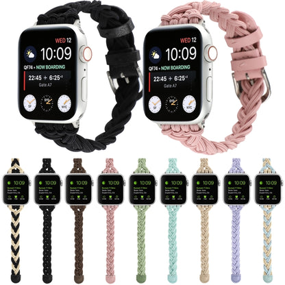 Single Elastic Nylon Braid Watch Band For Apple Watch Ultra 49mm&Watch Ultra 2 49mm / Series 9&8&7 45mm / SE 3&SE 2&6&SE&5&4 44mm / 3&2&1 42mm(Apricot Green) - Watch Bands by buy2fix | Online Shopping UK | buy2fix