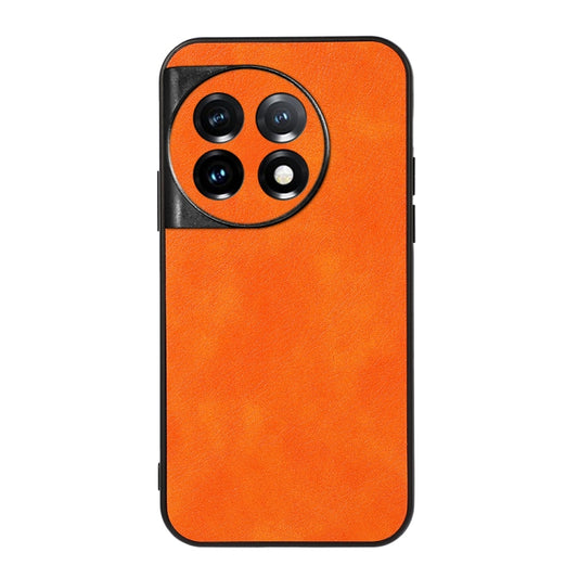 For OnePlus 11 5G Accurate Hole Two-color Litchi Texture PU Phone Case(Orange) - OnePlus Cases by buy2fix | Online Shopping UK | buy2fix