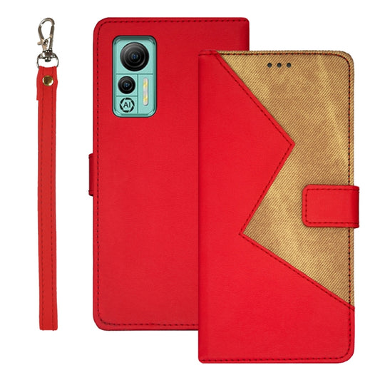 For Ulefone Note 14 idewei Two-color Splicing Leather Phone Case(Red) - Ulefone Cases by idewei | Online Shopping UK | buy2fix