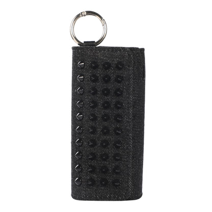 For IQOS ILUMA Pentagram Rivet Leather Texture Flip Electronic Cigarette Storage Bag with Hook(Denim Black + Black Spikes) - E Cigarette Accessories by buy2fix | Online Shopping UK | buy2fix