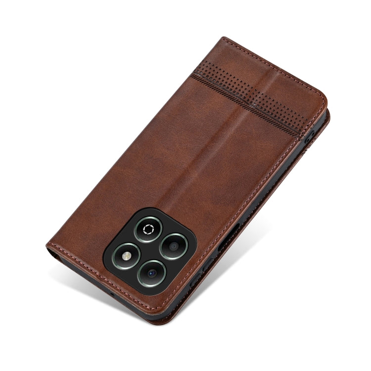 For Honor X6b AZNS Magnetic Calf Texture Flip Leather Phone Case(Dark Brown) - Honor Cases by AZNS | Online Shopping UK | buy2fix