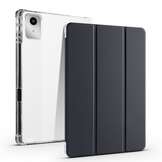 For Lenovo Tab M11 / Xiaoxin Pad 11 2024 3-fold Clear TPU Leather Tablet Case with Pen Slot(Black) - Lenovo by buy2fix | Online Shopping UK | buy2fix
