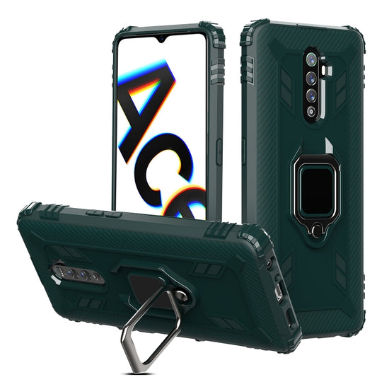 For OPPO Realme X2 Pro / Reno Ace Carbon Fiber Protective Case with 360 Degree Rotating Ring Holder(Green) - Realme Cases by buy2fix | Online Shopping UK | buy2fix