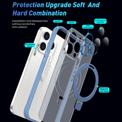 For iPhone 12 Pro Metal Eyes Series MagSafe Magnetic Holder Phone Case(Silver) - iPhone 12 / 12 Pro Cases by buy2fix | Online Shopping UK | buy2fix