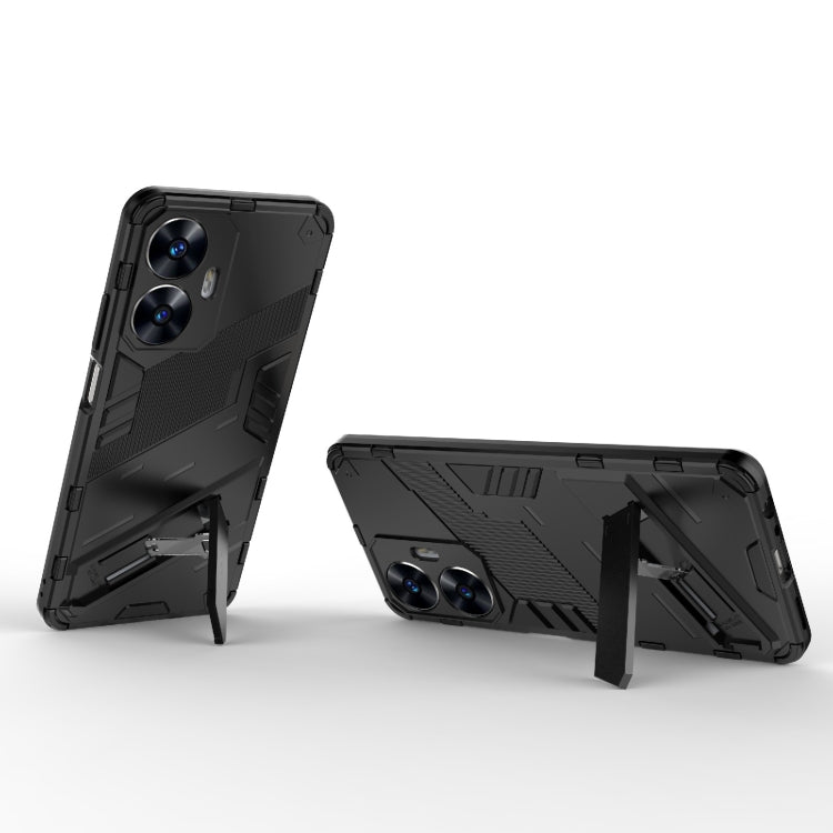 For Realme C55 Punk Armor 2 in 1 PC + TPU Shockproof Phone Case with Invisible Holder(Black) - Realme Cases by buy2fix | Online Shopping UK | buy2fix