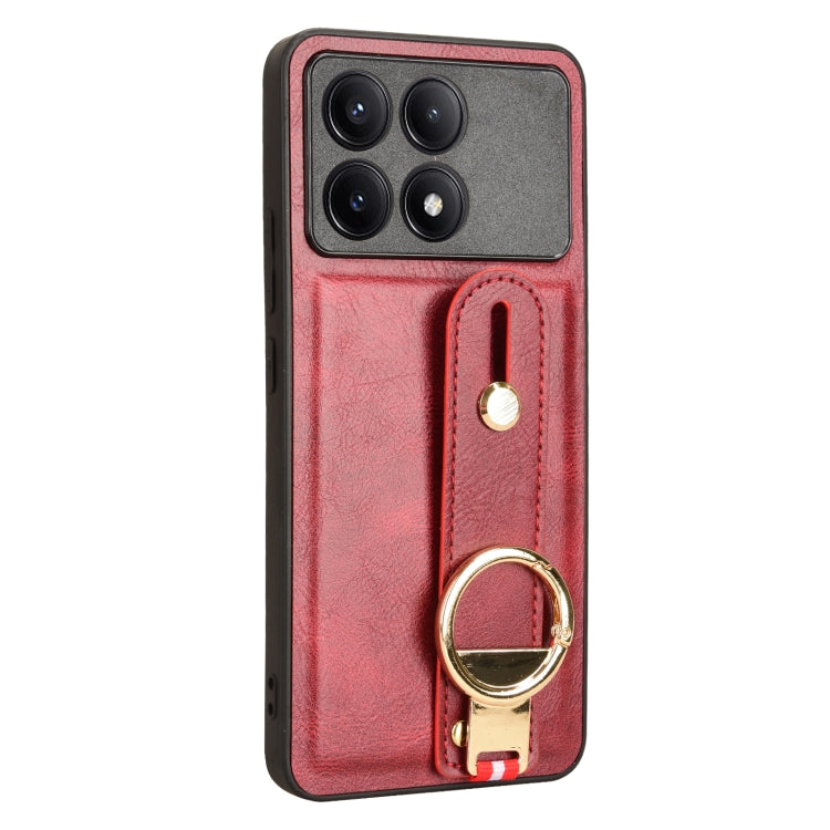 For Xiaomi Redmi K70/K70 Pro Wristband Leather Back Phone Case(Red) - K70 Pro Cases by buy2fix | Online Shopping UK | buy2fix