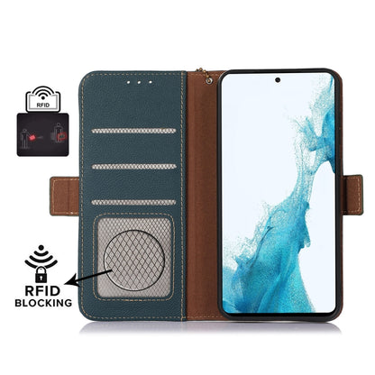 For Xiaomi Redmi K70 Side-Magnetic TJ Genuine Leather RFID Phone Case(Green) - K70 Cases by buy2fix | Online Shopping UK | buy2fix