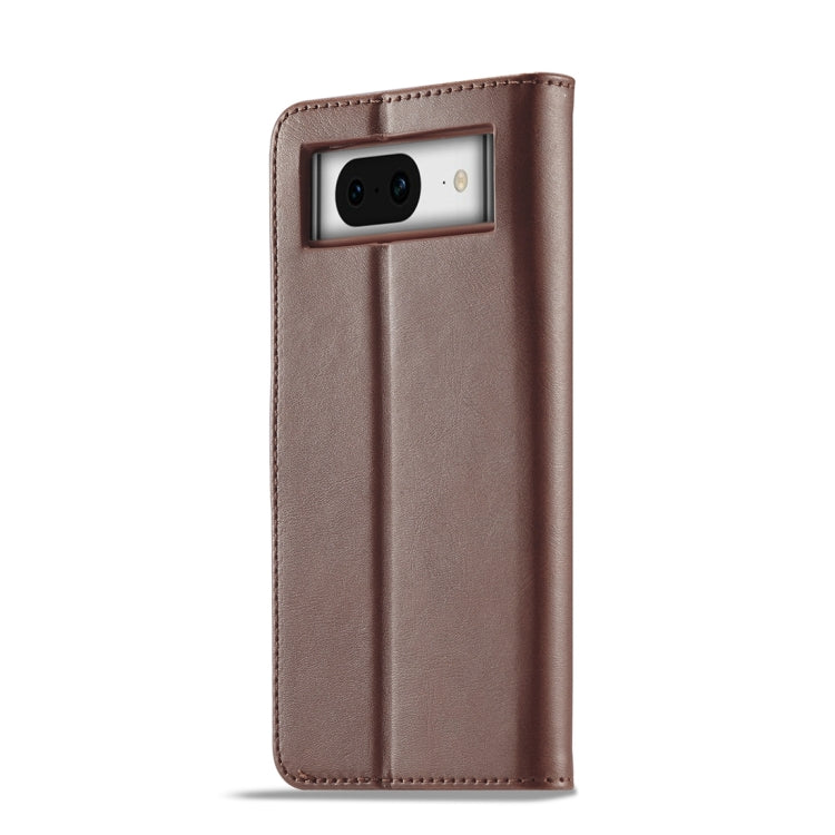 For Google Pixel 8a LC.IMEEKE Calf Texture Flip Leather Phone Case(Brown) - Google Cases by LC.IMEEKE | Online Shopping UK | buy2fix