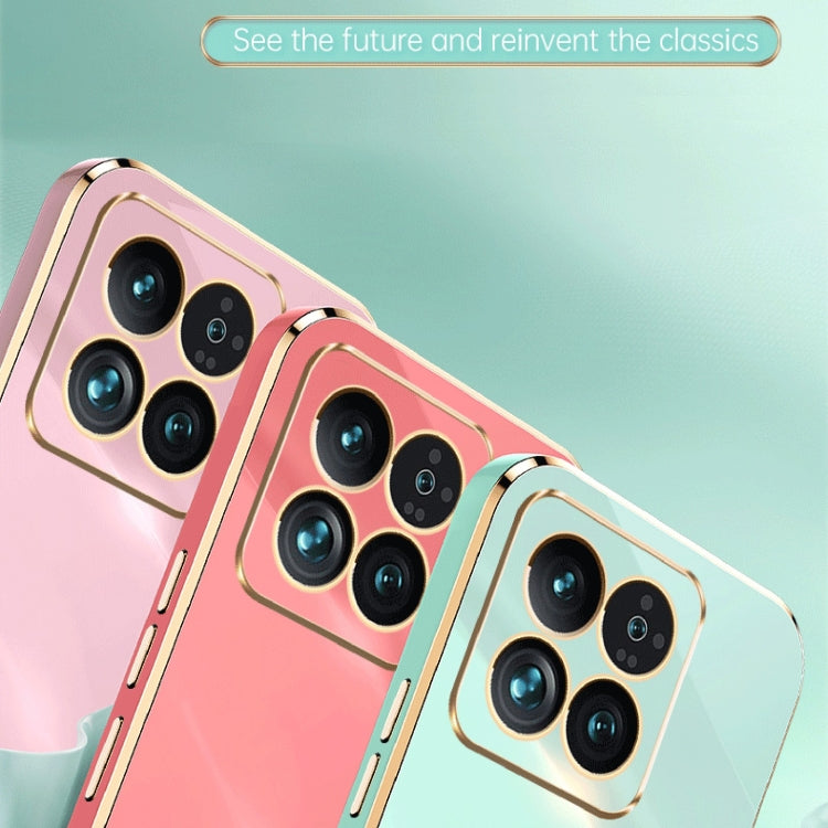 For Xiaomi 14 Pro XINLI Straight Edge 6D Electroplate TPU Phone Case(Mint Green) - 14 Pro Cases by XINLI | Online Shopping UK | buy2fix