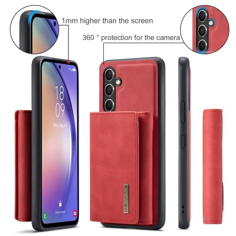 For Samsung Galaxy A35 5G DG.MING M1 Series 3-Fold Multi Card Wallet + Magnetic Phone Case(Red) - Galaxy Phone Cases by DG.MING | Online Shopping UK | buy2fix