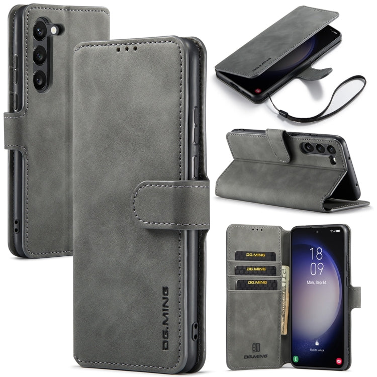 For Samsung Galaxy S23+ 5G DG.MING Retro Oil Edge Flip Leather Phone Case(Grey) - Galaxy S23+ 5G Cases by DG.MING | Online Shopping UK | buy2fix