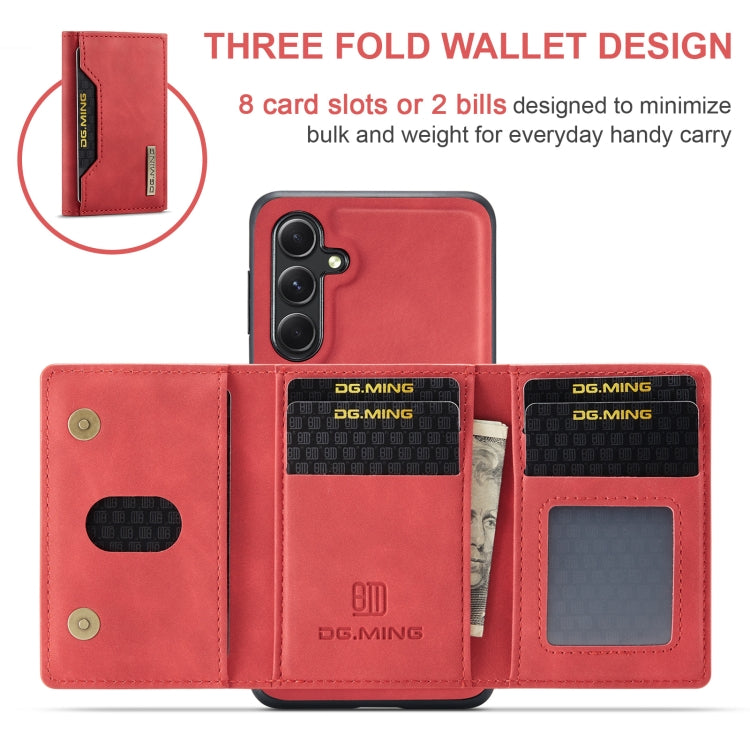 For Samsung Galaxy A55 5G DG.MING M2 Series 3-Fold Multi Card Bag + Magnetic Phone Case(Red) - Galaxy Phone Cases by DG.MING | Online Shopping UK | buy2fix