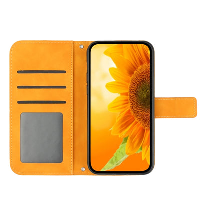 For Xiaomi Redmi Note 13 4G Global Skin Feel Sun Flower Embossed Flip Leather Phone Case with Lanyard(Yellow) - Note 13 Cases by buy2fix | Online Shopping UK | buy2fix