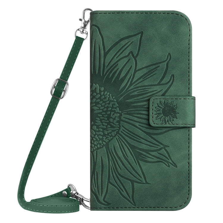 For Xiaomi Redmi A3 Skin Feel Sun Flower Embossed Flip Leather Phone Case with Lanyard(Green) - Xiaomi Cases by buy2fix | Online Shopping UK | buy2fix