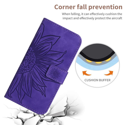 For Xiaomi 14 Ultra Skin Feel Sun Flower Embossed Flip Leather Phone Case with Lanyard(Dark Purple) - 14 Ultra Cases by buy2fix | Online Shopping UK | buy2fix