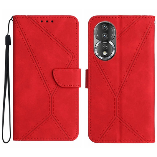 For Honor 80 Stitching Embossed Leather Phone Case(Red) - Honor Cases by buy2fix | Online Shopping UK | buy2fix