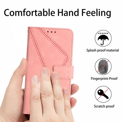 For Motorola Moto G34 5G Stitching Embossed Leather Phone Case(Pink) - Motorola Cases by buy2fix | Online Shopping UK | buy2fix