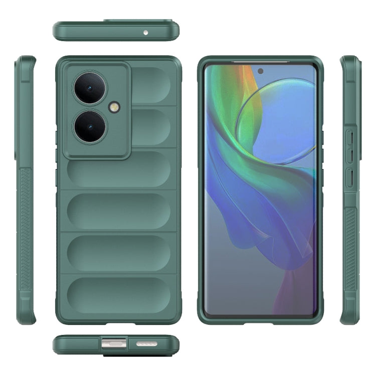 For vivo Y78+ Global Magic Shield TPU + Flannel Phone Case(Dark Green) - vivo Cases by buy2fix | Online Shopping UK | buy2fix