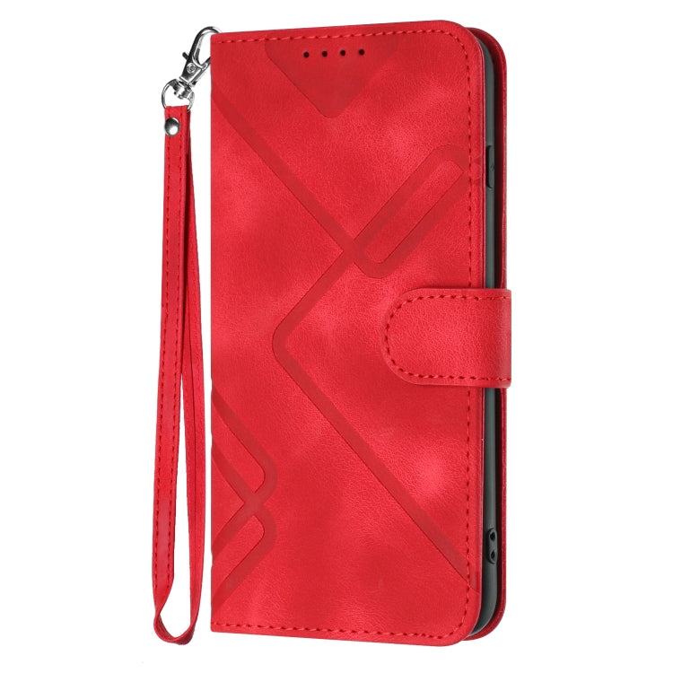 For Realme 7 / Narzo 20 Pro Line Pattern Skin Feel Leather Phone Case(Red) - Realme Cases by buy2fix | Online Shopping UK | buy2fix