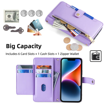 For Samsung Galaxy S22 5G Sheep Texture Cross-body Zipper Wallet Leather Phone Case(Purple) - Galaxy S22 5G Cases by buy2fix | Online Shopping UK | buy2fix