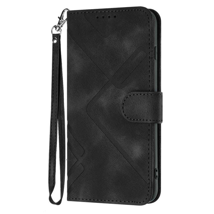 For Xiaomi Redmi K70 Line Pattern Skin Feel Leather Phone Case(Black) - K70 Cases by buy2fix | Online Shopping UK | buy2fix