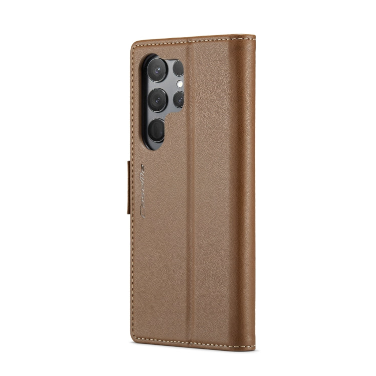 For Samsung Galaxy S23 Ultra 5G CaseMe 023 Butterfly Buckle Litchi Texture RFID Anti-theft Leather Phone Case(Brown) - Galaxy Phone Cases by CaseMe | Online Shopping UK | buy2fix