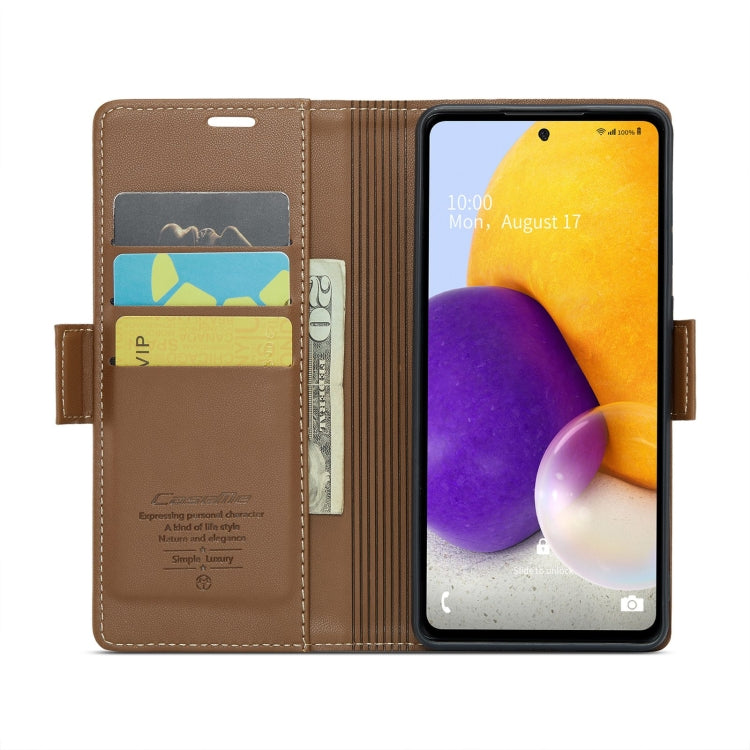 For Samsung Galaxy A72 CaseMe 023 Butterfly Buckle Litchi Texture RFID Anti-theft Leather Phone Case(Brown) - Galaxy Phone Cases by CaseMe | Online Shopping UK | buy2fix