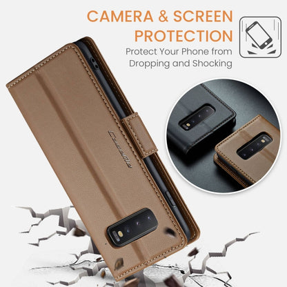 For Samsung Galaxy S10+ CaseMe 023 Butterfly Buckle Litchi Texture RFID Anti-theft Leather Phone Case(Brown) - Galaxy Phone Cases by CaseMe | Online Shopping UK | buy2fix