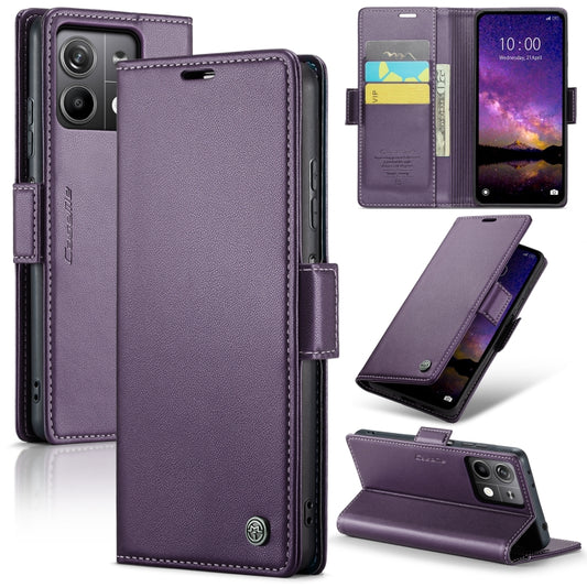 For Xiaomi Redmi Note 13 5G CaseMe 023 Butterfly Buckle Litchi Texture RFID Anti-theft Leather Phone Case(Pearly Purple) - Xiaomi Cases by CaseMe | Online Shopping UK | buy2fix