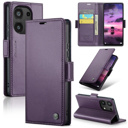 For Xiaomi Redmi Note 13 Pro 4G CaseMe 023 Butterfly Buckle Litchi Texture RFID Anti-theft Leather Phone Case(Pearly Purple) - Xiaomi Cases by CaseMe | Online Shopping UK | buy2fix