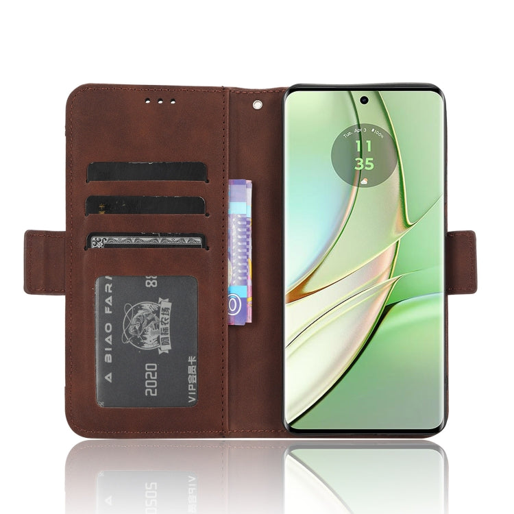 For Motorola Edge 40 Skin Feel Calf Texture Card Slots Leather Phone Case(Brown) - Motorola Cases by buy2fix | Online Shopping UK | buy2fix