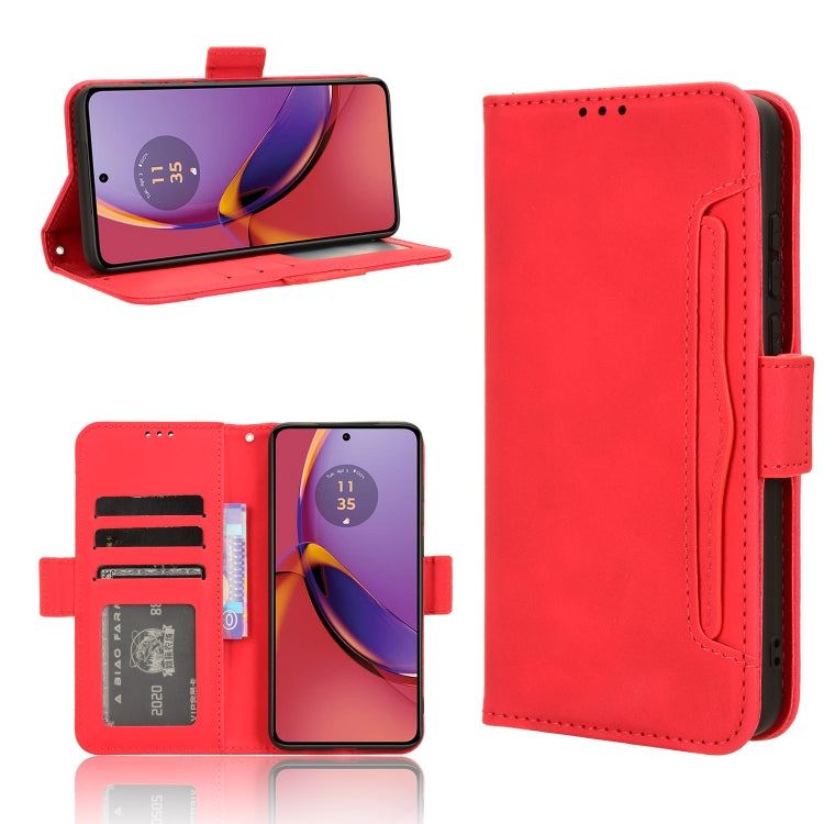 For Motorola Moto G84 5G Skin Feel Calf Texture Card Slots Leather Phone Case(Red) - Motorola Cases by buy2fix | Online Shopping UK | buy2fix