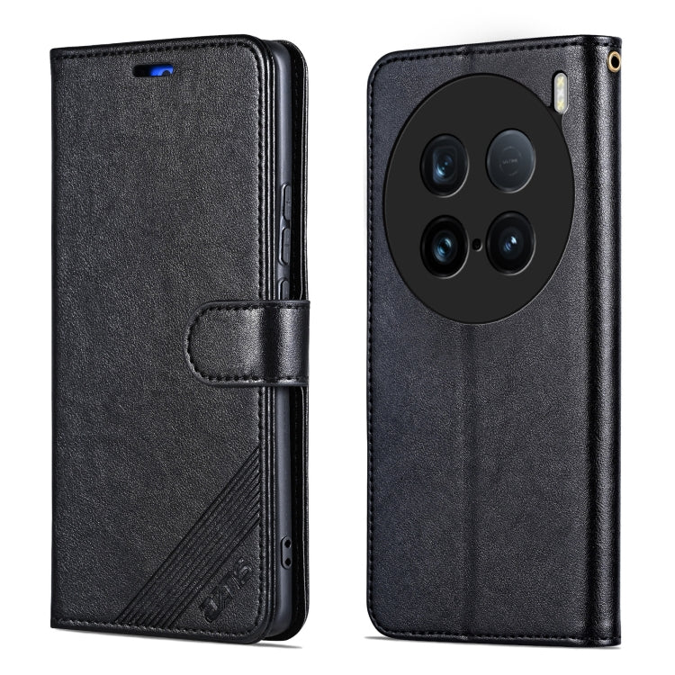 For vivo X100 Ultra AZNS Sheepskin Texture Flip Leather Phone Case(Black) - vivo Cases by AZNS | Online Shopping UK | buy2fix