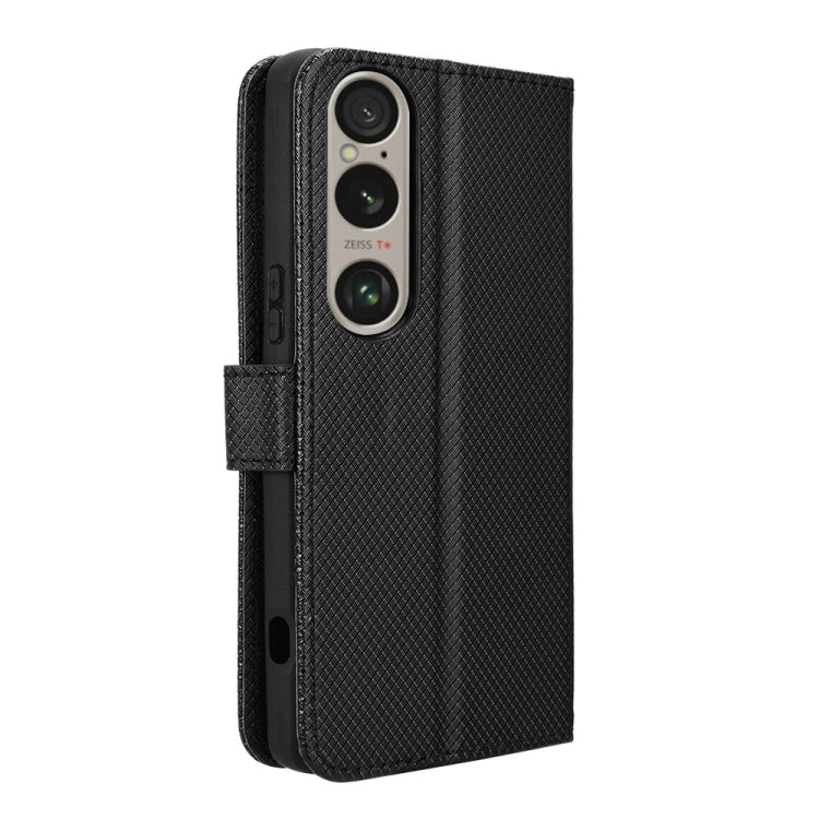 For Sony Xperia 1 VI 2024 Diamond Texture Leather Phone Case(Black) - Sony Cases by buy2fix | Online Shopping UK | buy2fix