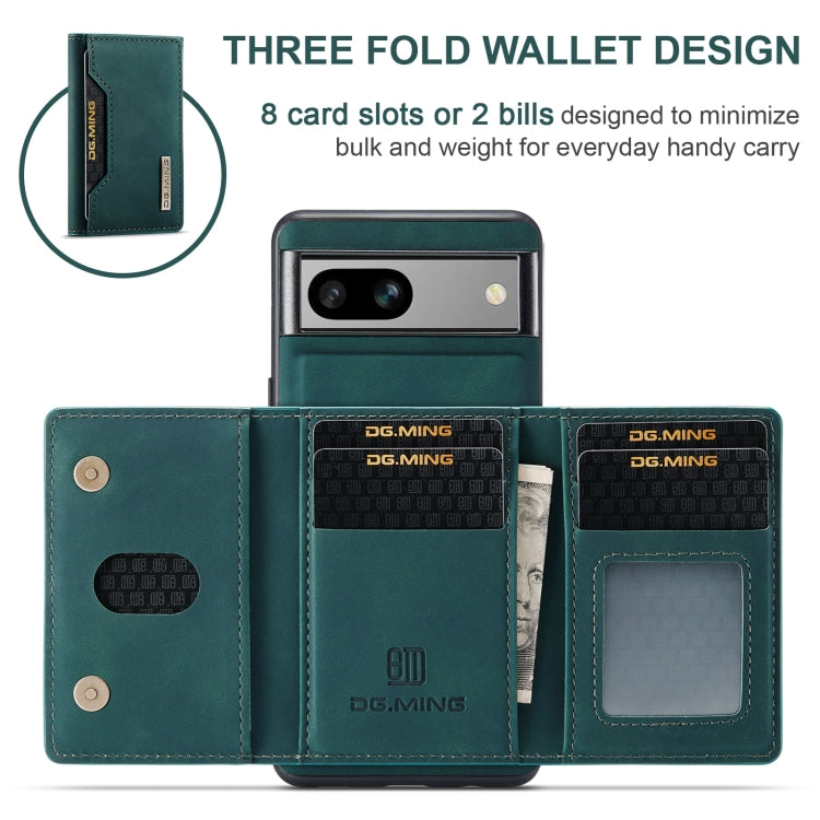 For Google Pixel 7A DG.MING M2 Series 3-Fold Multi Card Bag + Magnetic Phone Case(Green) - Google Cases by DG.MING | Online Shopping UK | buy2fix