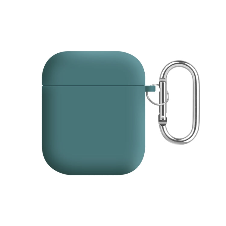 For AirPods 2 / 1 PC Lining Silicone Bluetooth Earphone Protective Case(Pine Needle Green) - For AirPods 1/2 by buy2fix | Online Shopping UK | buy2fix