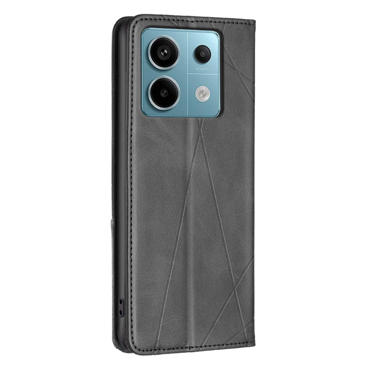 For Xiaomi Redmi Note 13 Pro 4G Global Rhombus Texture Magnetic Leather Phone Case(Black) - Note 13 Pro Cases by buy2fix | Online Shopping UK | buy2fix