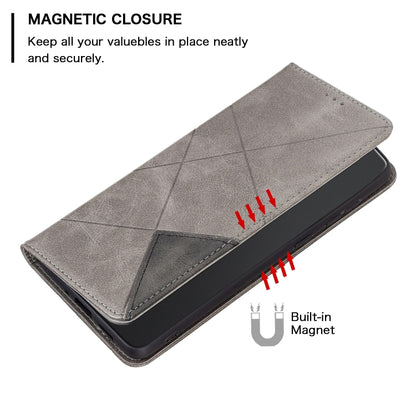 For Xiaomi Redmi A3 Rhombus Texture Magnetic Leather Phone Case(Grey) - Xiaomi Cases by buy2fix | Online Shopping UK | buy2fix