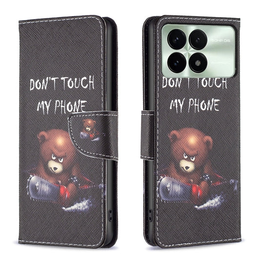 For Xiaomi Redmi K70 / K70 Pro Colored Drawing Pattern Leather Phone Case(Bear) - K70 Pro Cases by buy2fix | Online Shopping UK | buy2fix