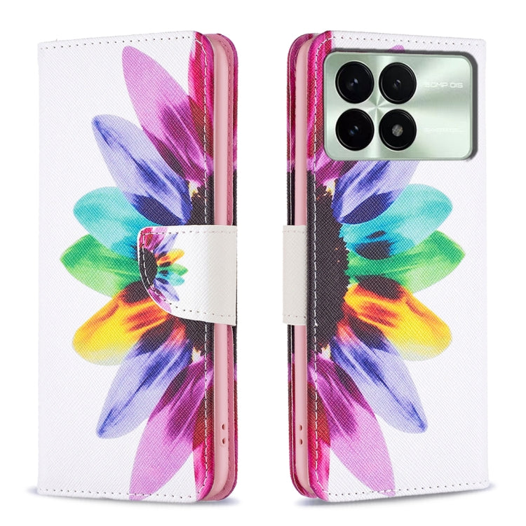 For Xiaomi Redmi K70 / K70 Pro Colored Drawing Pattern Leather Phone Case(Sun Flower) - K70 Pro Cases by buy2fix | Online Shopping UK | buy2fix