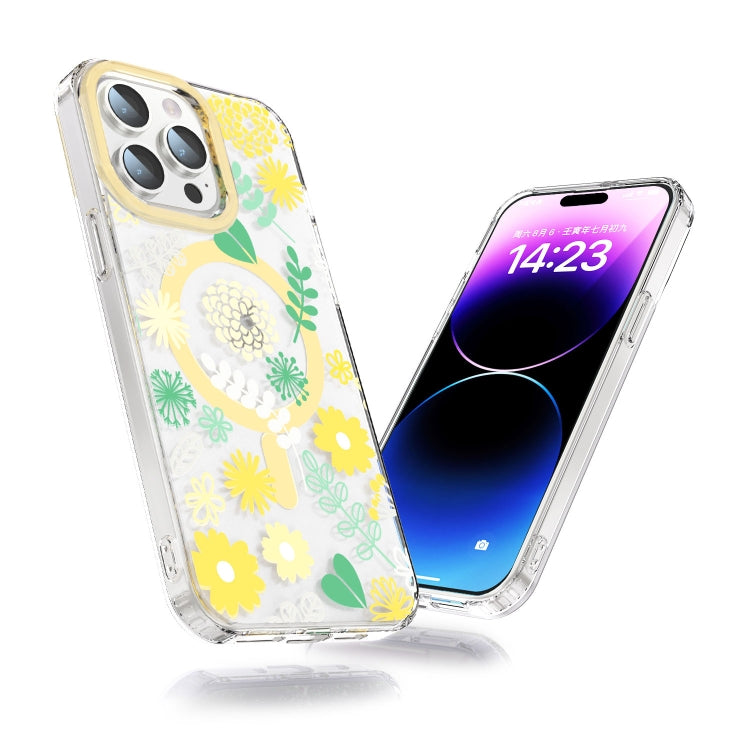 For iPhone 15 MagSafe Magnetic TPU Phone Case(Yellow Chrysanthemum) - iPhone 15 Cases by buy2fix | Online Shopping UK | buy2fix