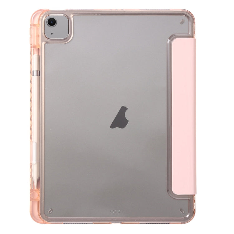 For iPad Air 11 2024 Clear Acrylic 3-Fold Leather Tablet Case(Pink) - iPad Air 11 2024 Cases by buy2fix | Online Shopping UK | buy2fix