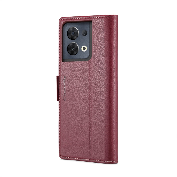 For OPPO Reno8 Pro 5G Global CaseMe 023 Butterfly Buckle Litchi Texture RFID Anti-theft Leather Phone Case(Wine Red) - OPPO Cases by CaseMe | Online Shopping UK | buy2fix