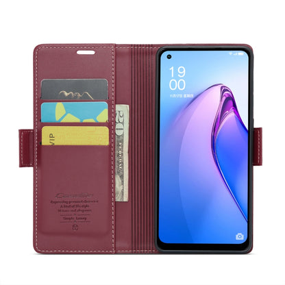 For OPPO Reno7 Z Global/Reno7 Lite Global CaseMe 023 Butterfly Buckle Litchi Texture RFID Anti-theft Leather Phone Case(Wine Red) - OPPO Cases by CaseMe | Online Shopping UK | buy2fix