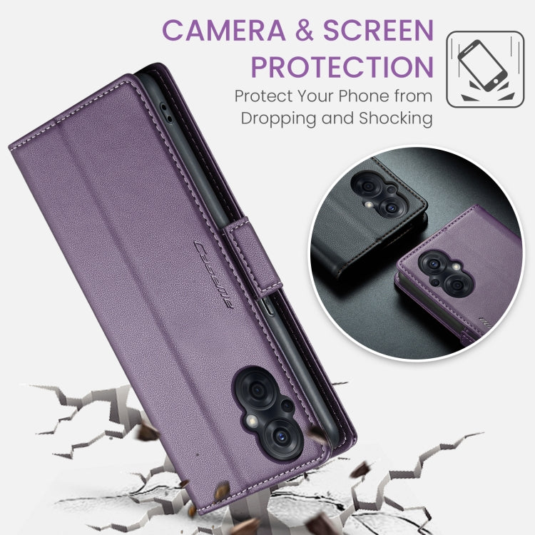 For OPPO Reno7 Z Global/Reno7 Lite Global CaseMe 023 Butterfly Buckle Litchi Texture RFID Anti-theft Leather Phone Case(Pearly Purple) - OPPO Cases by CaseMe | Online Shopping UK | buy2fix